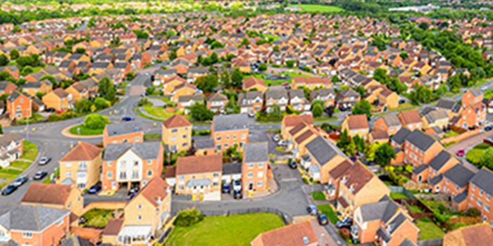 Aerial view of houses