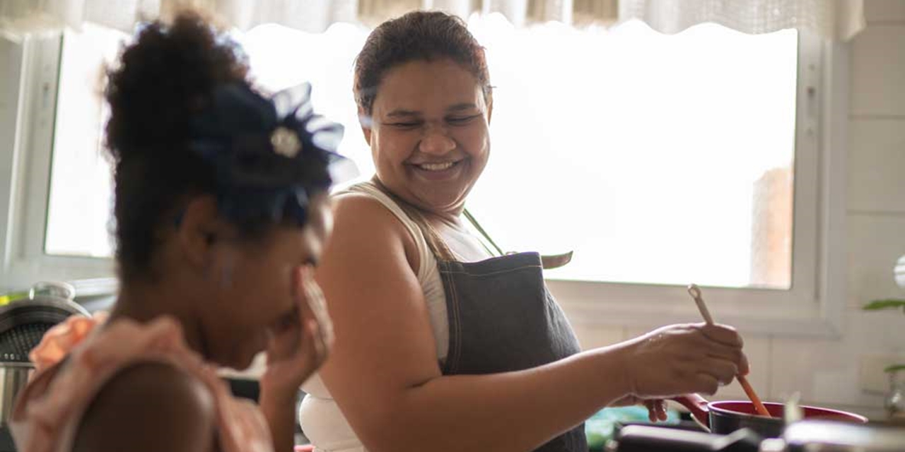 Family cooking in the kitchen